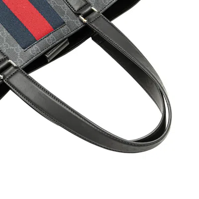 Pre-owned Gucci Sherry Line Black Pvc Leather Handbag Tote Bag ()