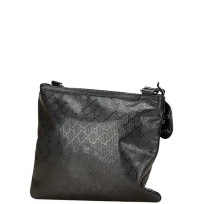 Pre-owned Gucci Sherry Line Black Pvc Leather Shoulder Bag ()