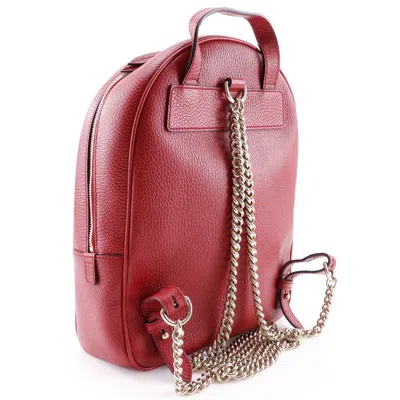 Pre-owned Gucci Soho Chain Backpack Leather Red Leather Backpack Bag ()