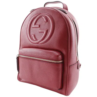 Pre-owned Gucci Soho Chain Backpack Leather Red Leather Backpack Bag ()