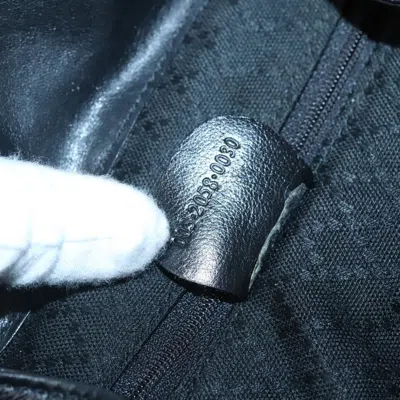 Pre-owned Gucci Vintage Bamboo Backpack Leather Black Leather Backpack Bag ()