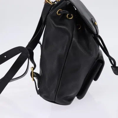 Pre-owned Gucci Vintage Bamboo Backpack Leather Black Leather Backpack Bag ()
