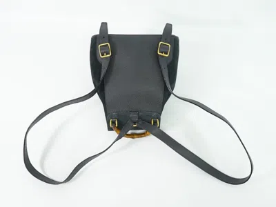 Pre-owned Gucci Vintage Bamboo Backpack Suede Navy Suede Backpack Bag () In Blue