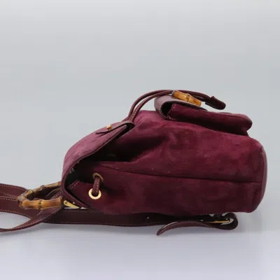 Pre-owned Gucci Vintage Bamboo Backpack Suede Purple Suede Backpack Bag ()