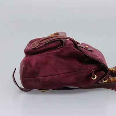 Pre-owned Gucci Vintage Bamboo Backpack Suede Purple Suede Backpack Bag ()