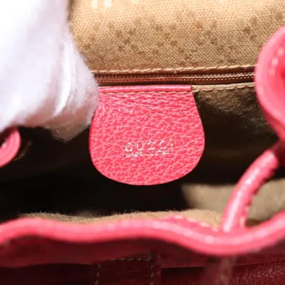 Pre-owned Gucci Vintage Bamboo Backpack Suede Red Suede Backpack Bag ()