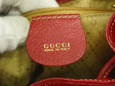 Pre-owned Gucci Vintage Bamboo Backpack Suede Red Suede Backpack Bag ()