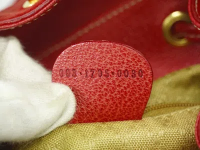 Pre-owned Gucci Vintage Bamboo Backpack Suede Red Suede Backpack Bag ()