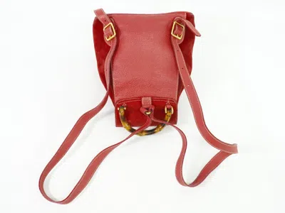 Pre-owned Gucci Vintage Bamboo Backpack Suede Red Suede Backpack Bag ()