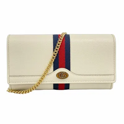 Pre-owned Gucci White Leather Chain/shoulder Wallet ()