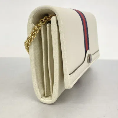 Pre-owned Gucci White Leather Chain/shoulder Wallet ()