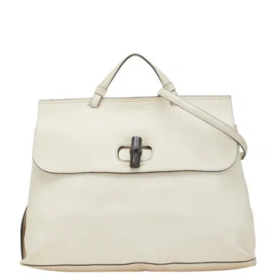 Pre-owned Gucci White Leather Shoulder Bag Tote Bag ()