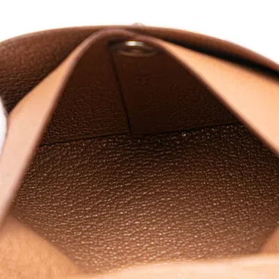 Pre-owned Hermes Bastia Brown Epsom Leather Coin Purse/coin Case ()