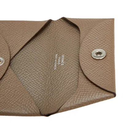 Pre-owned Hermes Bastia Etoupe Gray Gray Epsom Leather Coin Purse/coin Case ()