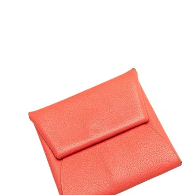 Pre-owned Hermes Bastia Pink Chevre Leather Coin Purse/coin Case ()