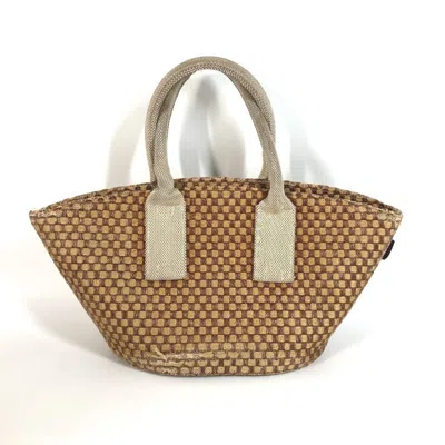 Pre-owned Hermes Beige Brown Linen Beach Bag Handbag Tote Bag () In Multi