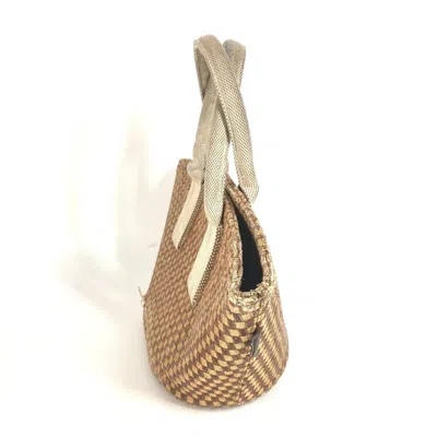 Pre-owned Hermes Beige Brown Linen Beach Bag Handbag Tote Bag () In Multi