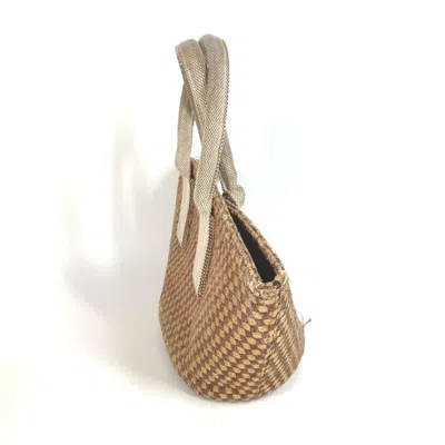 Pre-owned Hermes Beige Brown Linen Beach Bag Handbag Tote Bag () In Multi