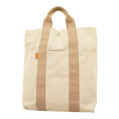 Pre-owned Hermes Beige Canvas Tote Bag () In Sand