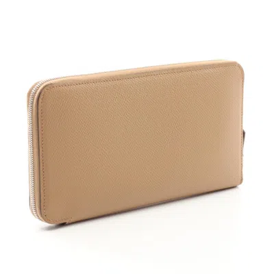 Pre-owned Hermes Beige Epsom Leather Long Wallet (bi-fold) () In Sand