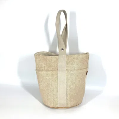 Pre-owned Hermes Beige Canvas Handbag Tote Bag () In Sand