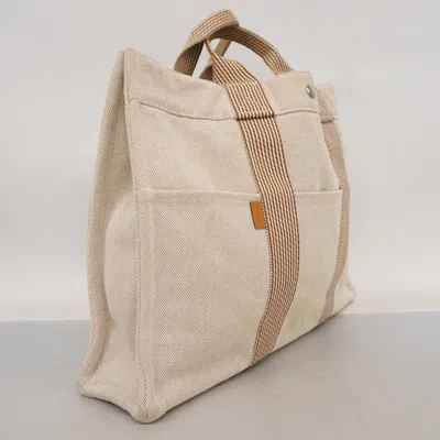 Pre-owned Hermes Beige Canvas Tote Bag () In Sand