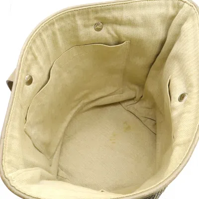Pre-owned Hermes Beige Silver Leather Polyester Shoulder Bag Tote Bag ()