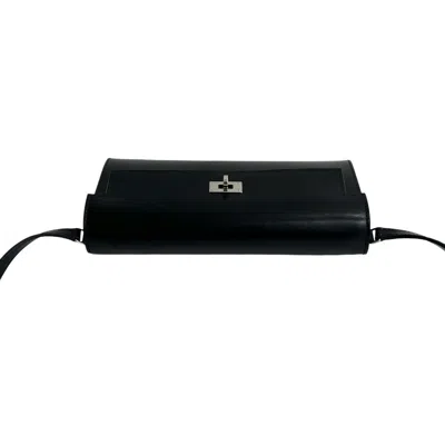 Pre-owned Hermes Black Box Calf Leather Chain/shoulder Wallet ()