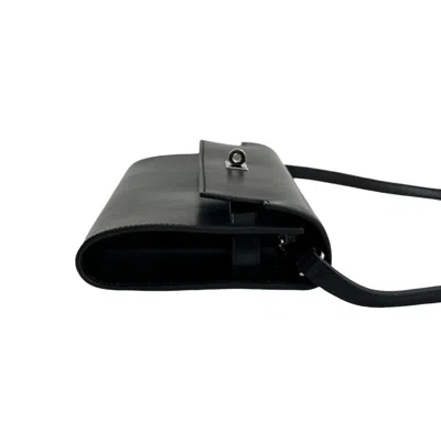 Pre-owned Hermes Black Box Calf Leather Chain/shoulder Wallet ()