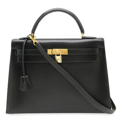 Pre-owned Hermes Black Box Calf Leather Handbag Shoulder Bag ()