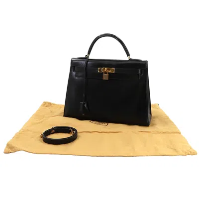 Pre-owned Hermes Black Box Calf Leather Handbag Shoulder Bag ()
