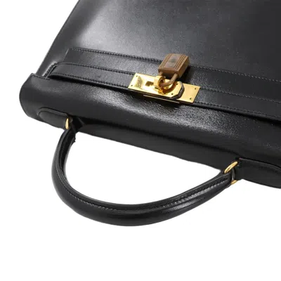 Pre-owned Hermes Black Box Calf Leather Handbag Shoulder Bag ()