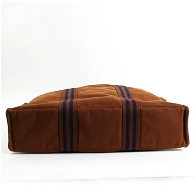 Pre-owned Hermes Black Brown Canvas Tote Bag () In Multi