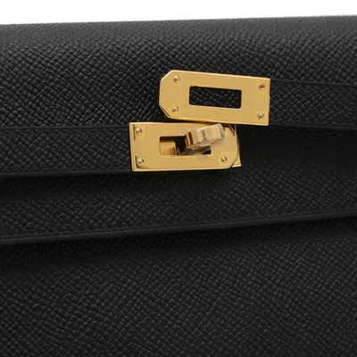 Pre-owned Hermes Black Epsom Leather Chain/shoulder Wallet ()
