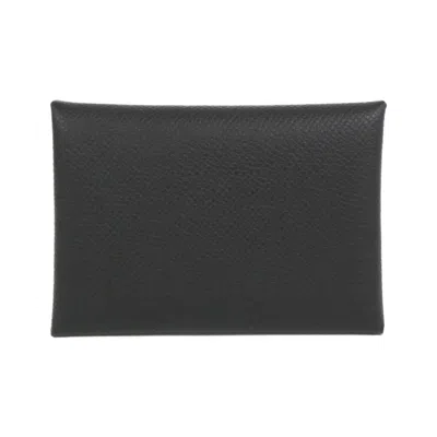 Pre-owned Hermes Black Epsom Leather Coin Purse/coin Case ()