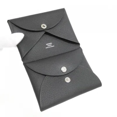 Pre-owned Hermes Black Epsom Leather Coin Purse/coin Case ()
