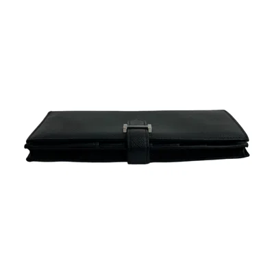 Pre-owned Hermes Black Epsom Leather Long Wallet (bi-fold) ()