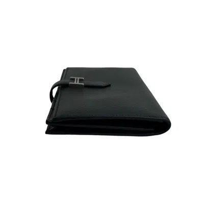 Pre-owned Hermes Black Epsom Leather Long Wallet (bi-fold) ()