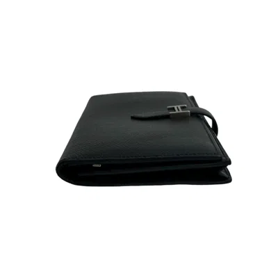 Pre-owned Hermes Black Epsom Leather Long Wallet (bi-fold) ()