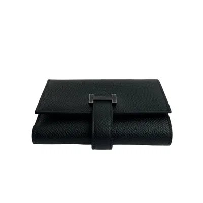 Pre-owned Hermes Black Epsom Leather Wallet (tri-fold) ()