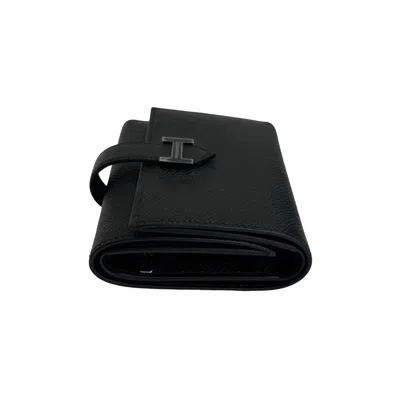 Pre-owned Hermes Black Epsom Leather Wallet (tri-fold) ()