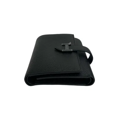 Pre-owned Hermes Black Epsom Leather Wallet (tri-fold) ()