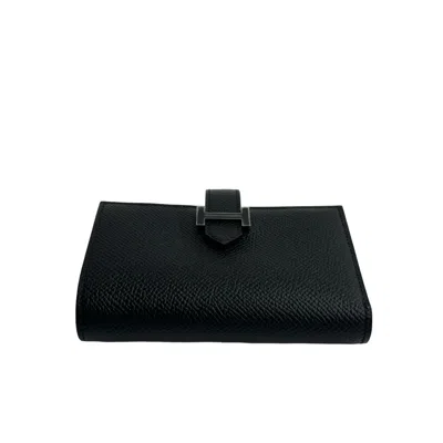 Pre-owned Hermes Black Epsom Leather Wallet (tri-fold) ()