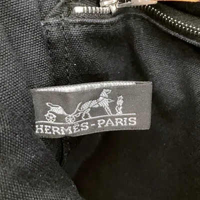 Pre-owned Hermes Black Gray Canvas Handbag Tote Bag () In Multi