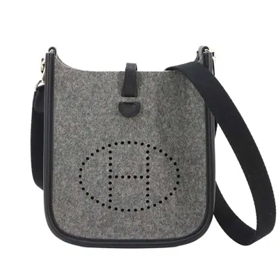 Pre-owned Hermes Black Gray Felt Swift Leather Shoulder Bag () In Multi