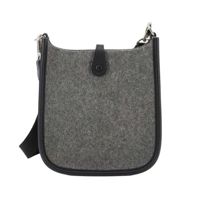Pre-owned Hermes Black Gray Felt Swift Leather Shoulder Bag () In Multi