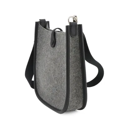 Pre-owned Hermes Black Gray Felt Swift Leather Shoulder Bag () In Multi
