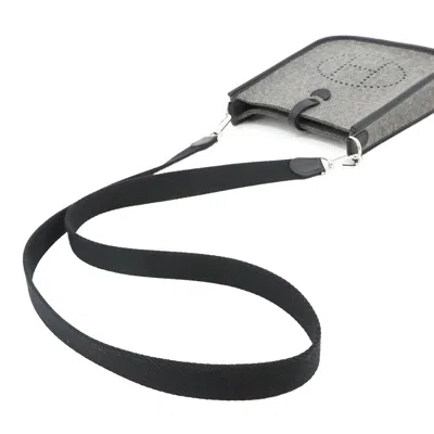Pre-owned Hermes Black Gray Felt Swift Leather Shoulder Bag () In Multi