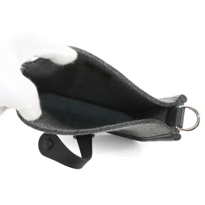 Pre-owned Hermes Black Gray Felt Swift Leather Shoulder Bag () In Multi