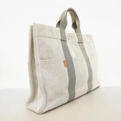 Pre-owned Hermes Black Ivory Canvas Tote Bag () In Multi